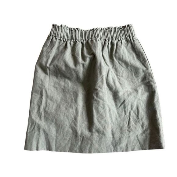 J. Crew Khaki Skirt Size 00 Linen Blend Elastic Waist Mini Short - Picture 3 of 7